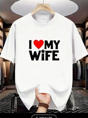 I Love My Wife Graphic Tee - White with Red & Black Print